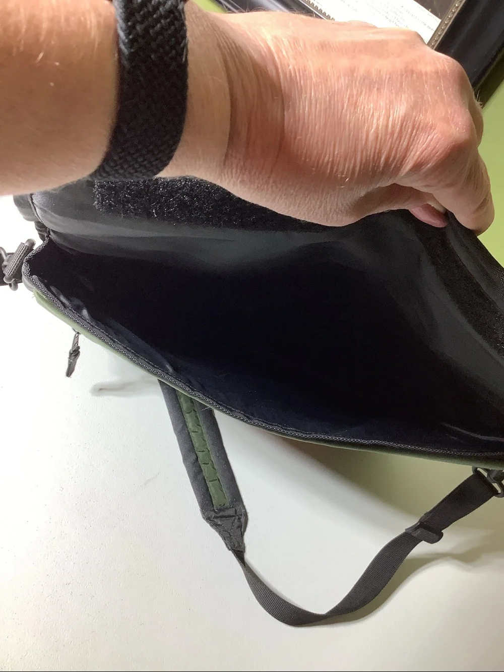 Eddie Bauer olive green nylon laptop bag